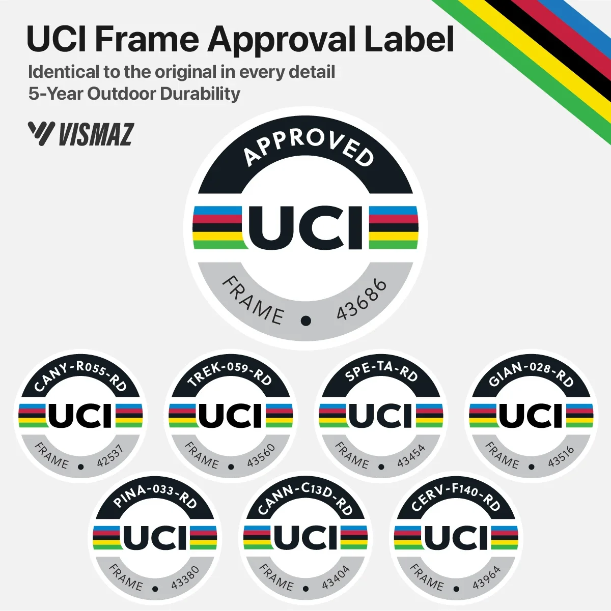 Round UCI Frame Approval Label Certification Bike Stickers Bicycle Decal
