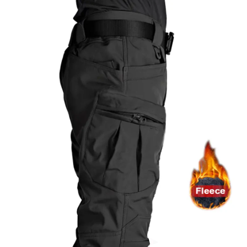 Men's Winter Autumn Softshell Fleece Tactical Pants Military Combat Waterproof Thermal Hiking Camping Climbing Hunting Trousers