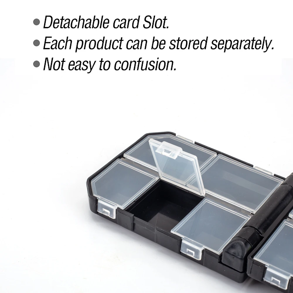 Double-Layer Fishing Tackle Box (10/16 Compartments) - Portable Mini Storage Case for Hooks, Jigs, Swivels, Sinkers