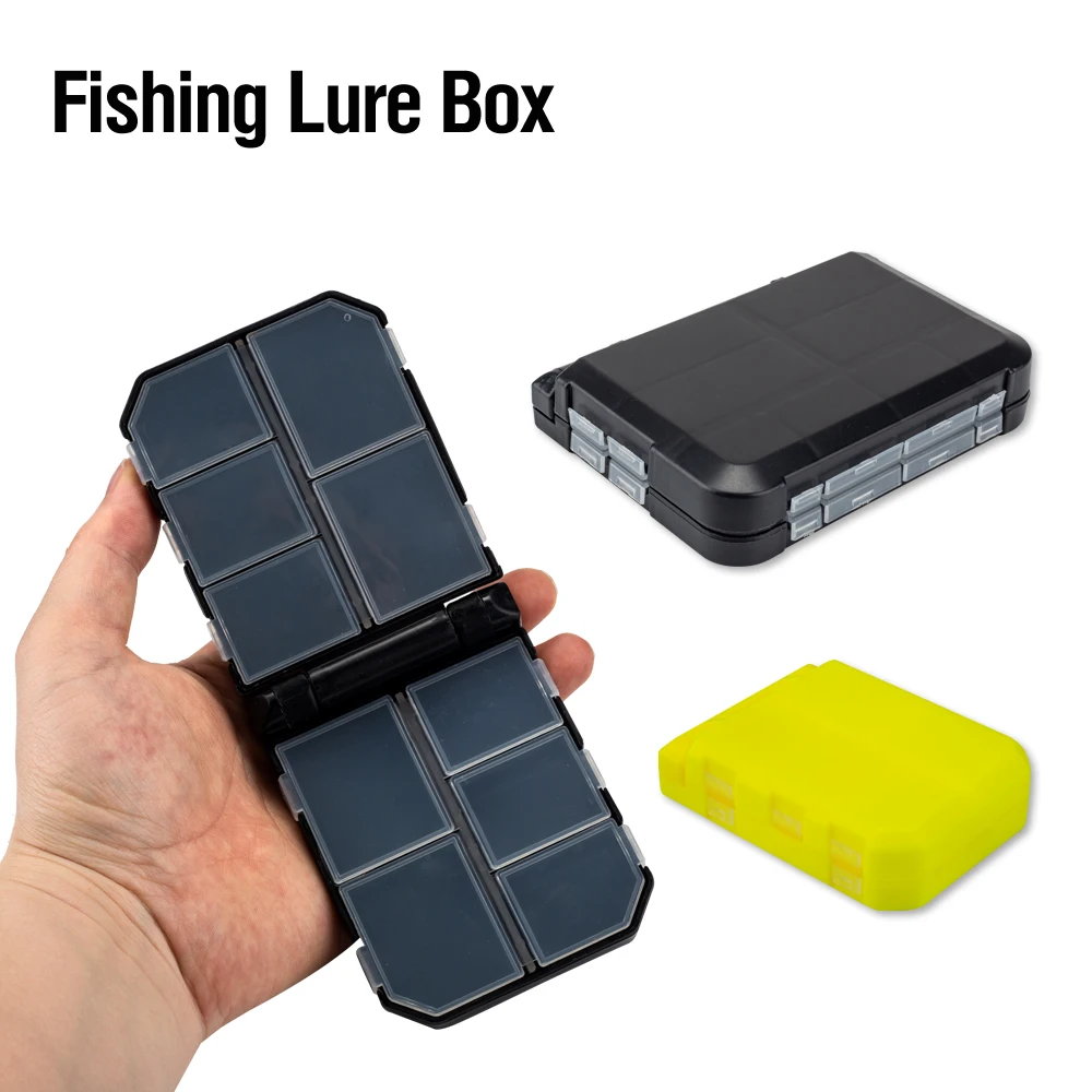 Double-Layer Fishing Tackle Box (10/16 Compartments) - Portable Mini Storage Case for Hooks, Jigs, Swivels, Sinkers