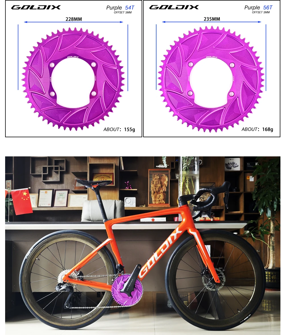 GOLDIX 110BCD Road Gravel Bike Single Chainring CNC Aluminum Narrow Wide Chainwheel for R7000 R8000 R8100 R9200 Crank Power Mete