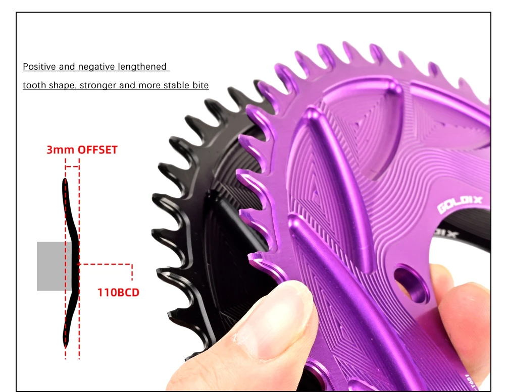 GOLDIX 110BCD Road Gravel Bike Single Chainring CNC Aluminum Narrow Wide Chainwheel for R7000 R8000 R8100 R9200 Crank Power Mete
