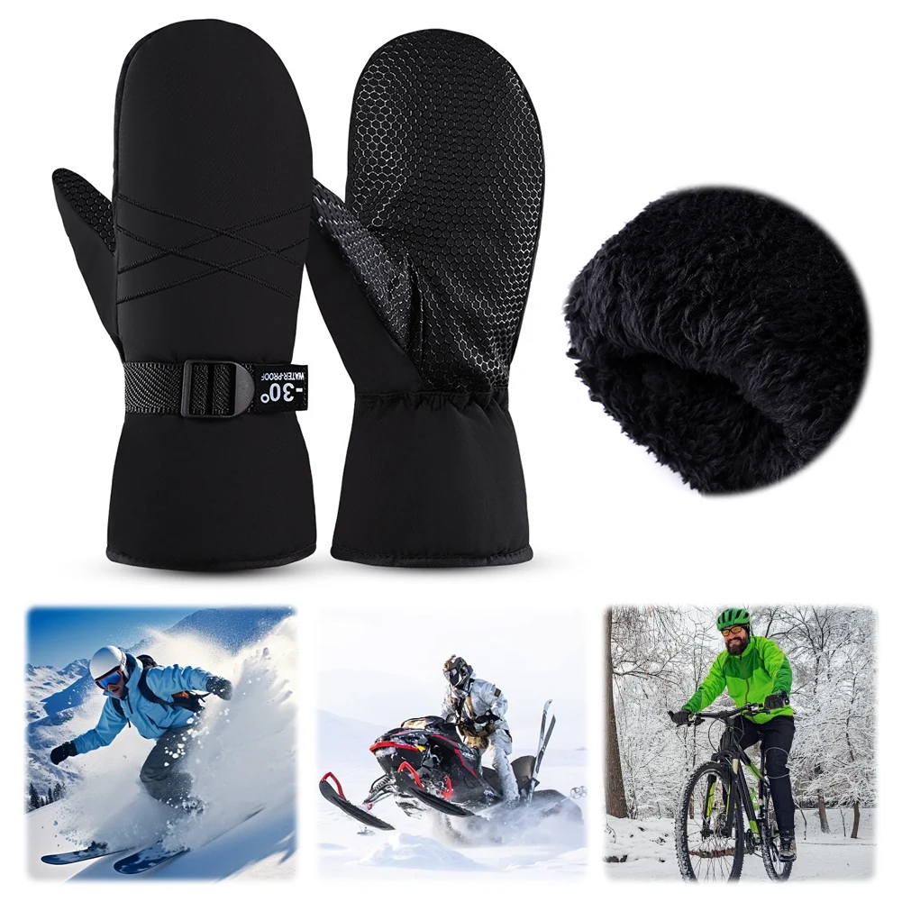 Ski Mittens Waterproof Snow Gloves Windproof Cycling Gloves Snowboard Gloves Cold Weather Gloves for Men & Women