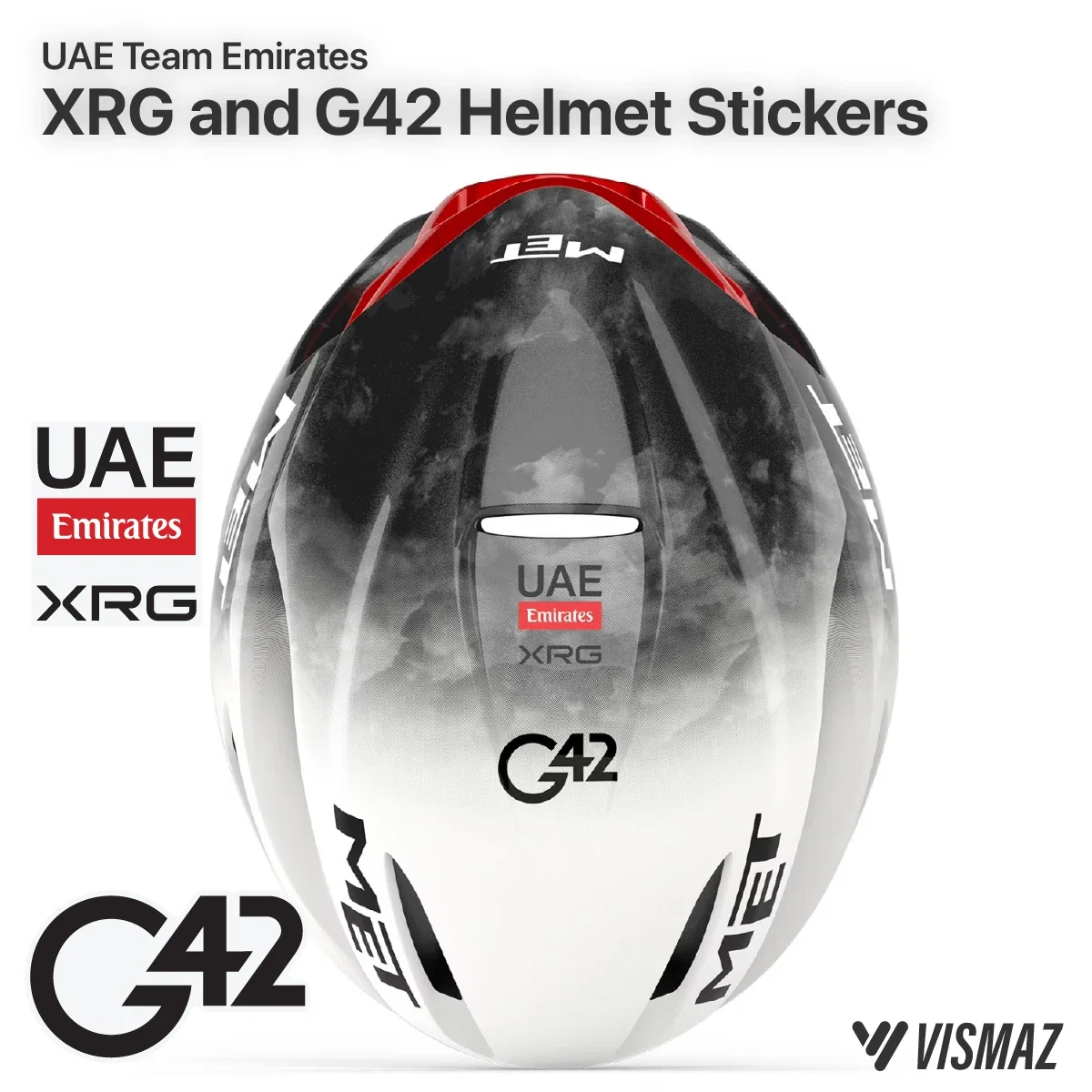 UAE Team XRG G42 Bike Helmet Stickers Cycling Team DIY Decal Waterproof Vinyl Durable Stickers Accessories
