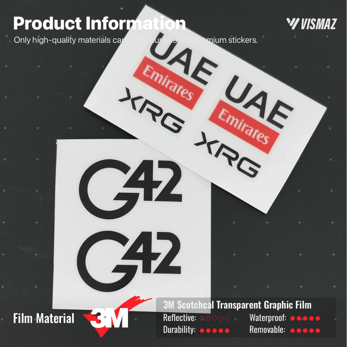 UAE Team XRG G42 Bike Helmet Stickers Cycling Team DIY Decal Waterproof Vinyl Durable Stickers Accessories