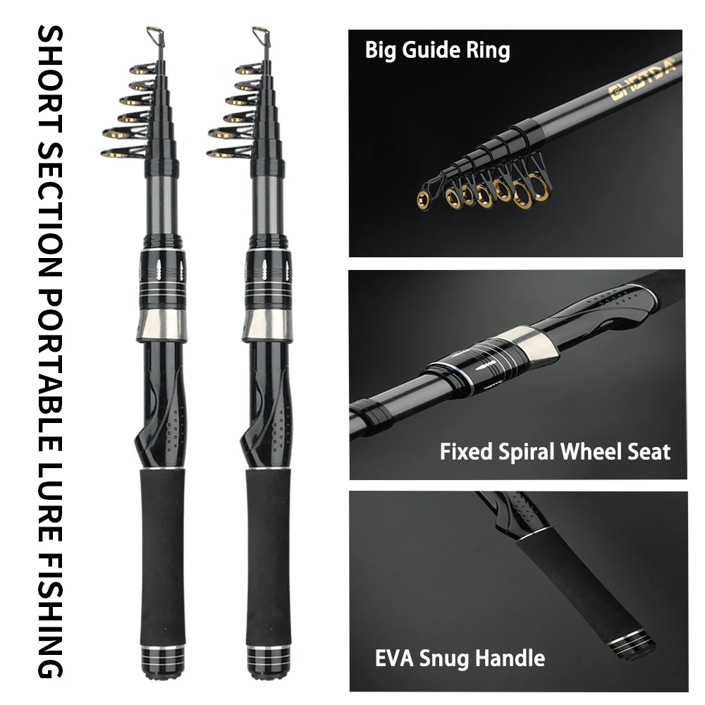 1.5/1.8/2.1/2.4M Fishing Rod Reel Set Ultra Light Carbon Fiber Rod and 5.2:1 Gear Ratio Reel Travel Sea Freshwater Fishing Set