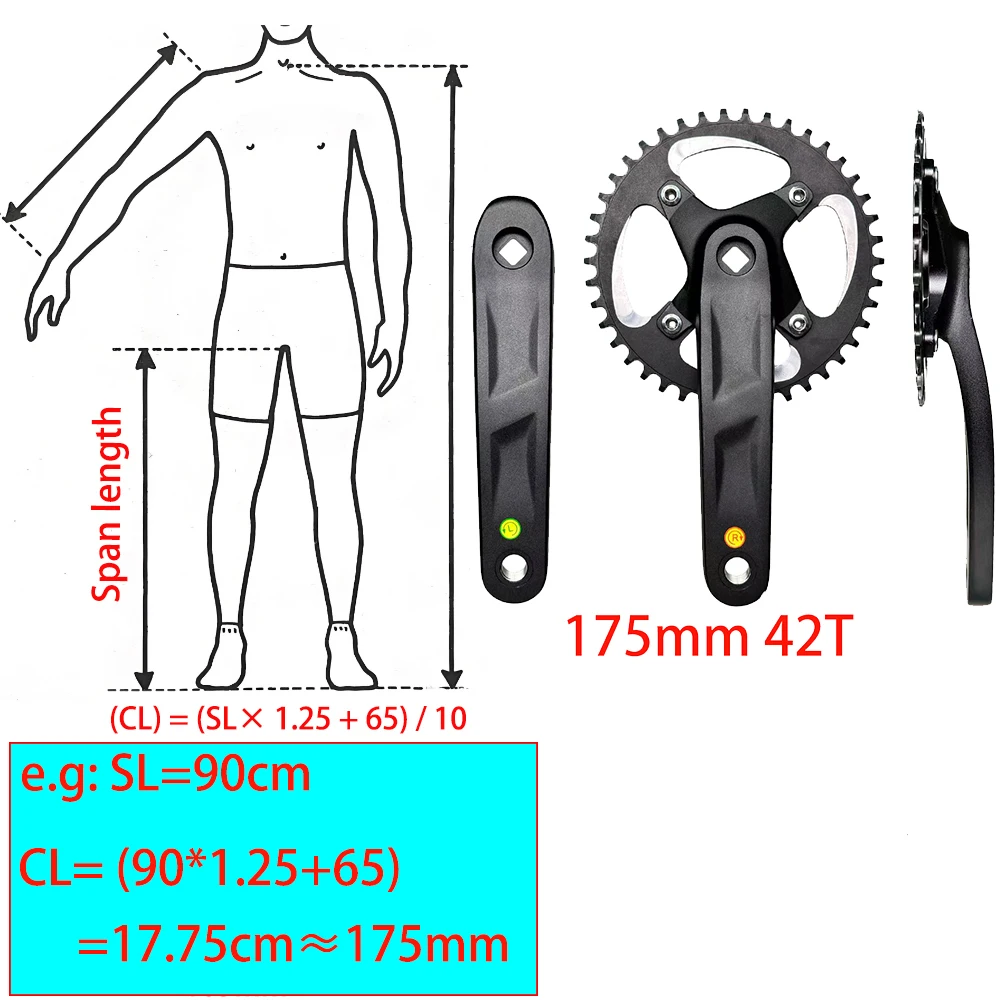 104 BCD MTB Kid Children Mountain Bike Crank Set Single Speed Crankset 127 140 152 160 165 175mm Square Taper 40/42T Chainring