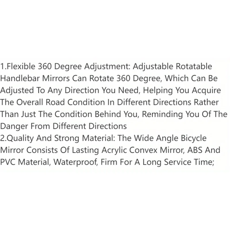 1/2PCS Bike Mirrors, Acrylic Convex Oval Rearview for Cycling360° Rotatable Shockproof Handlebar Mount Mirrors for Mountain &