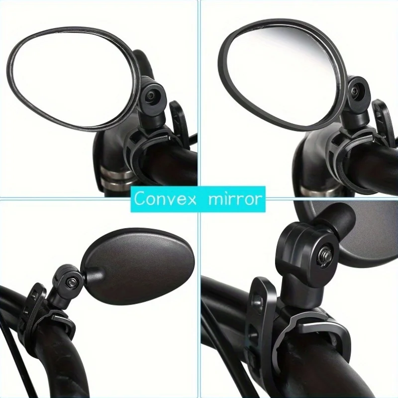 1/2PCS Bike Mirrors, Acrylic Convex Oval Rearview for Cycling360° Rotatable Shockproof Handlebar Mount Mirrors for Mountain &