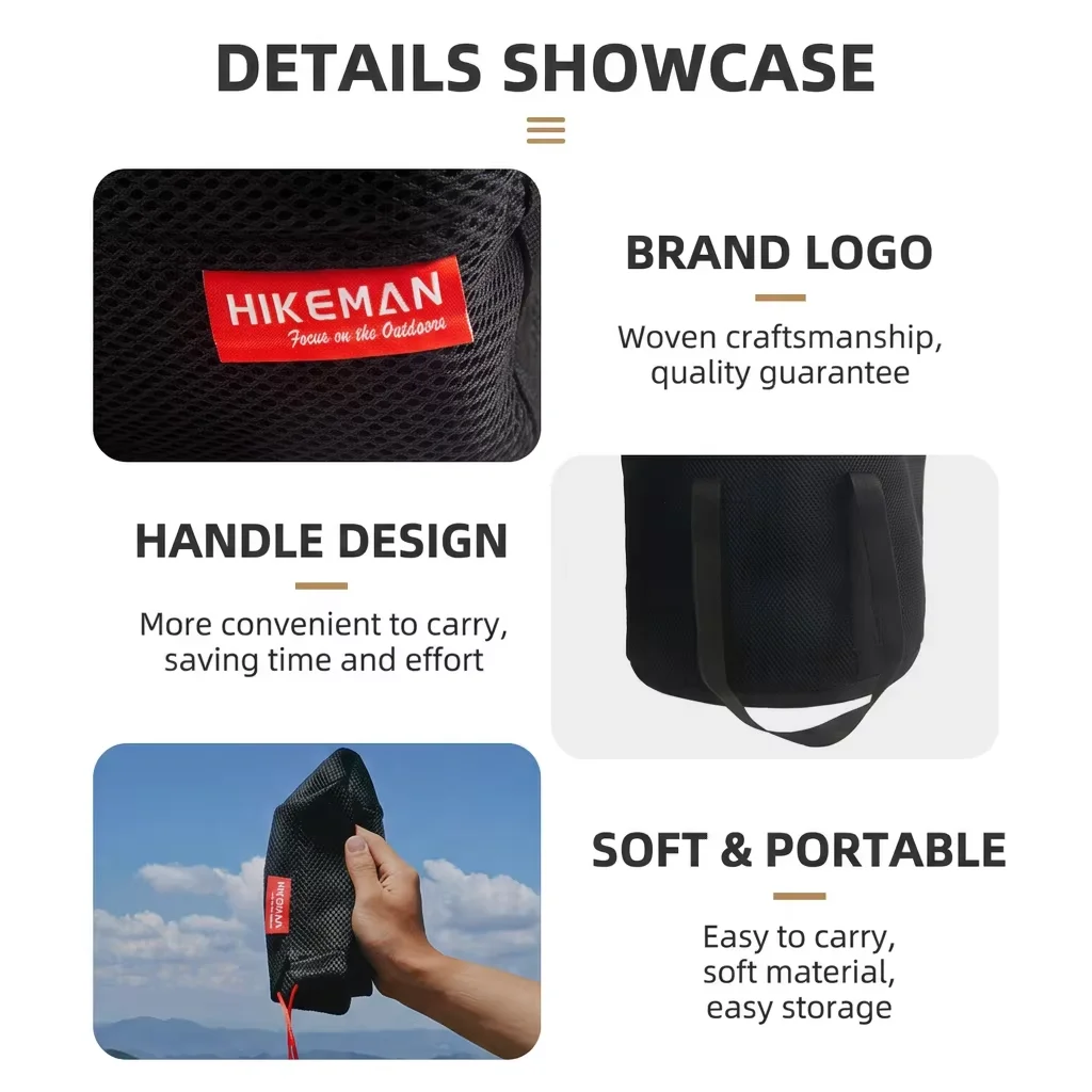 Hikeman Portable Set Pot Storage Bag Ultra Light Mesh Fabric Tableware Breathable Drawstring Buckle Bundle Mouth Handbag Outdoor
