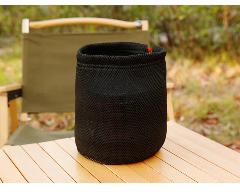 Hikeman Portable Set Pot Storage Bag Ultra Light Mesh Fabric Tableware Breathable Drawstring Buckle Bundle Mouth Handbag Outdoor