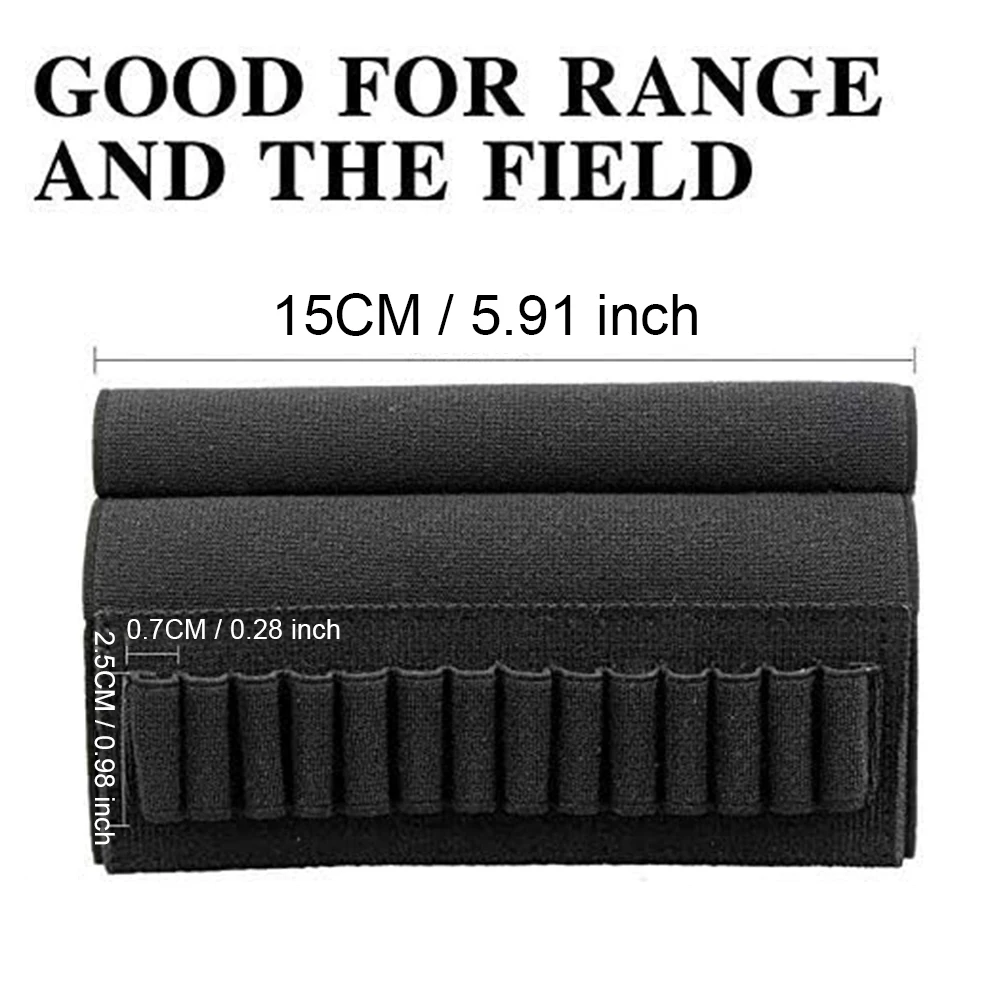 12/14 Rounds Tactical Rifle Ammo Pouch Buttstock Shell Holder Cartridge Carrier Utility Bullet Bandolier Carrier for .223/.30Cal