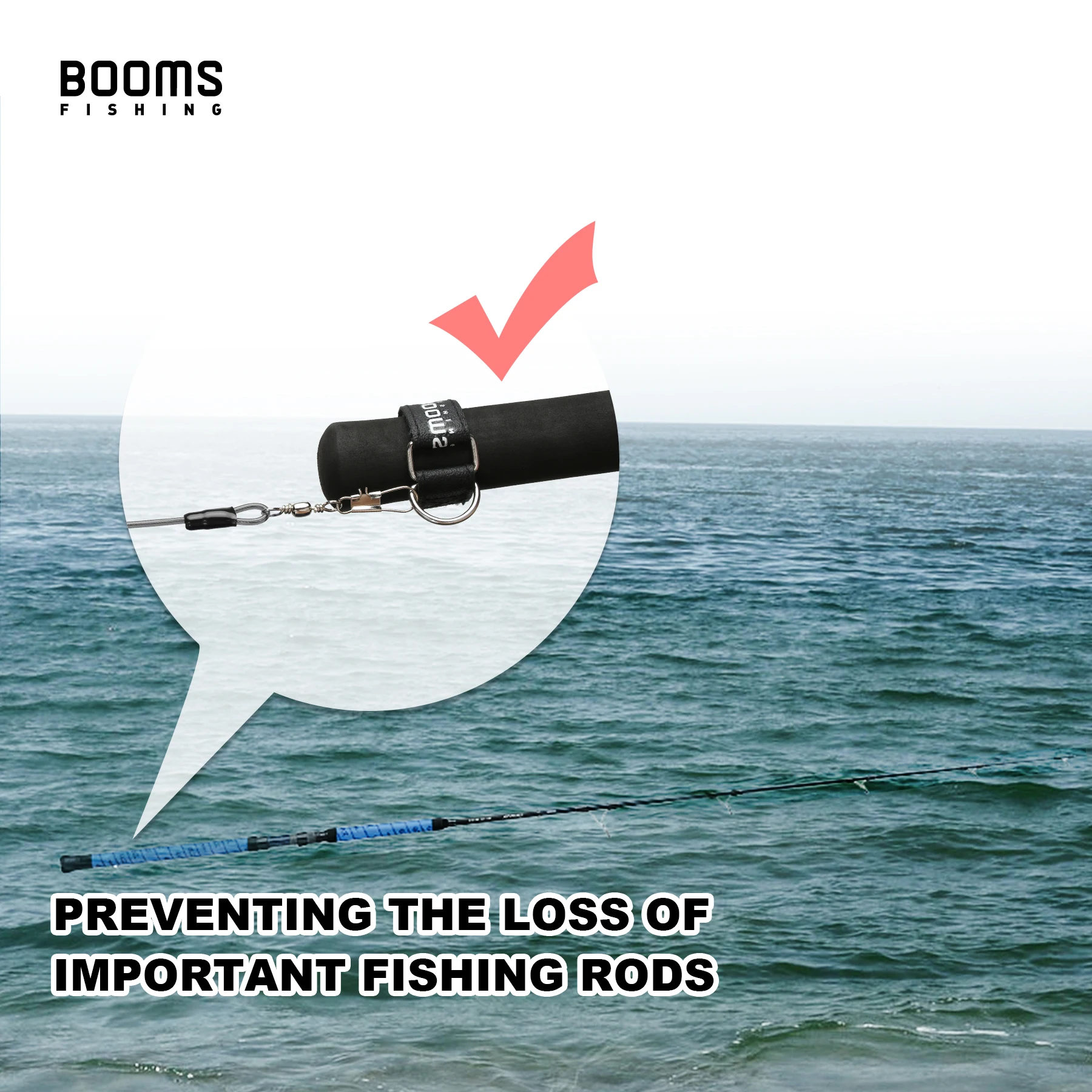 Booms Fishing T07 2m Fishing Rope Fishing Rod Belt Rod Belt Hip Belt Fall Prevention of Spiral Cord Rod Hip Fishing Accessories