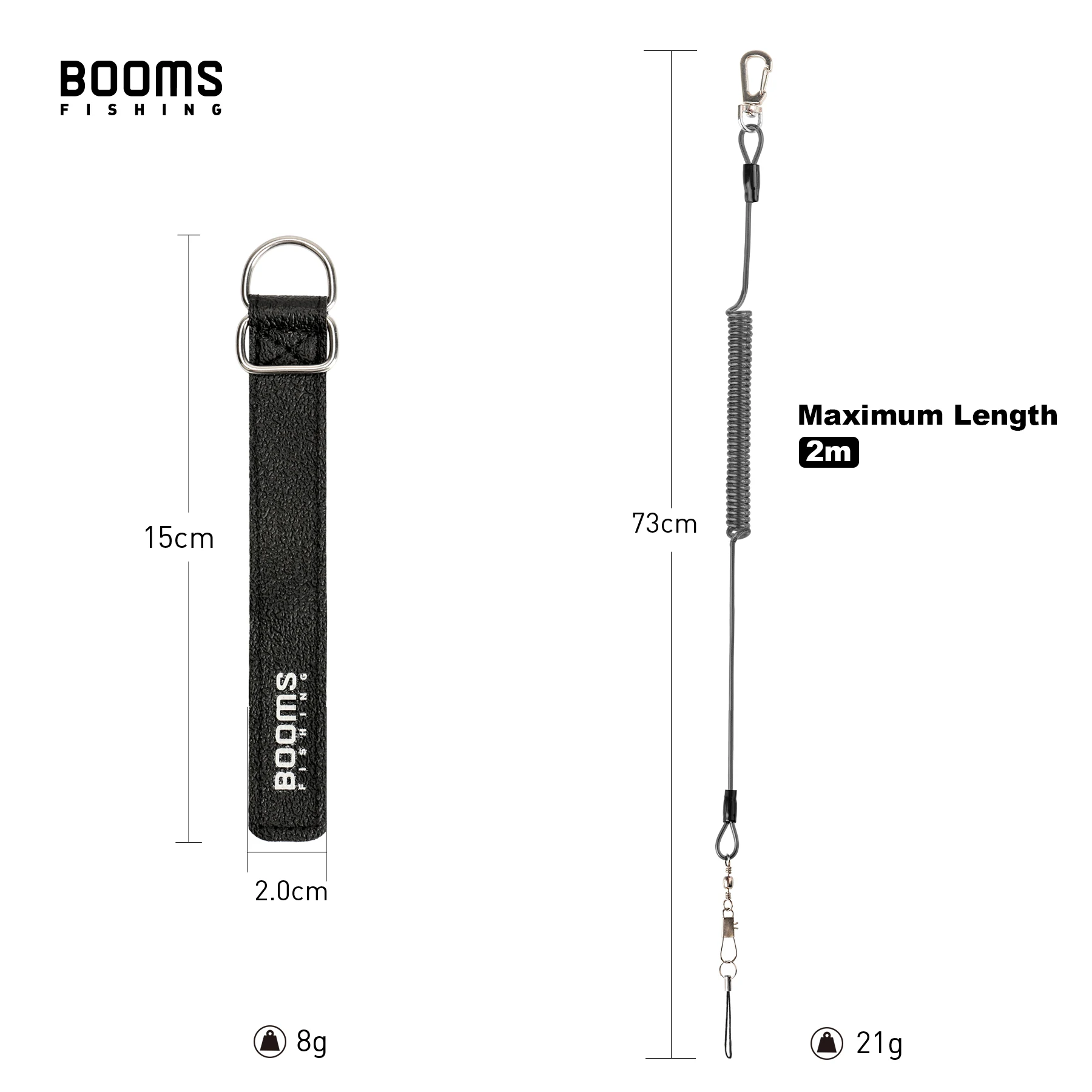Booms Fishing T07 2m Fishing Rope Fishing Rod Belt Rod Belt Hip Belt Fall Prevention of Spiral Cord Rod Hip Fishing Accessories