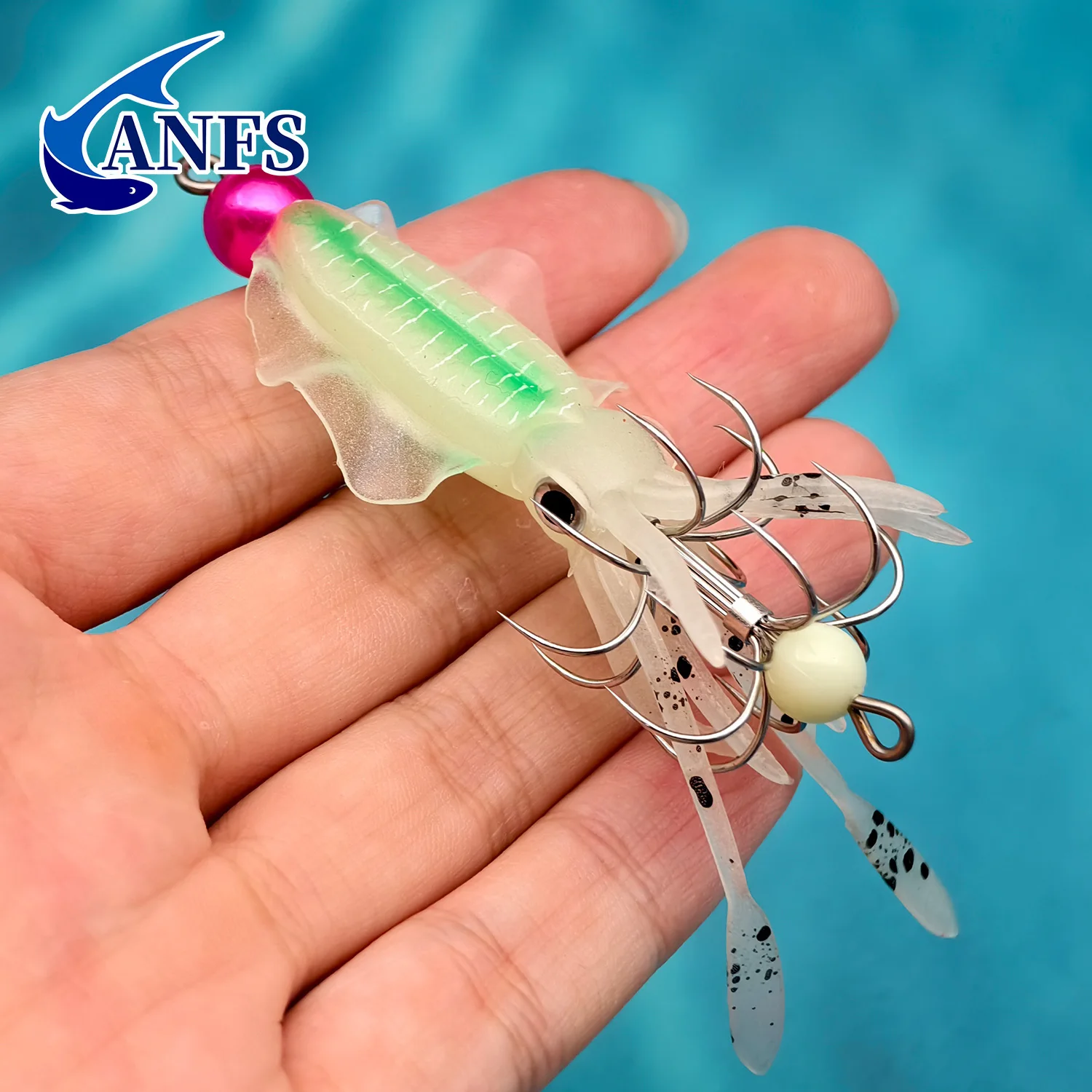 ANFS 3pcs Squid Bait Kit- Ideal for Night Fishing, Squid Fishing Lures ,Amazing Fishing Gift for Angler.