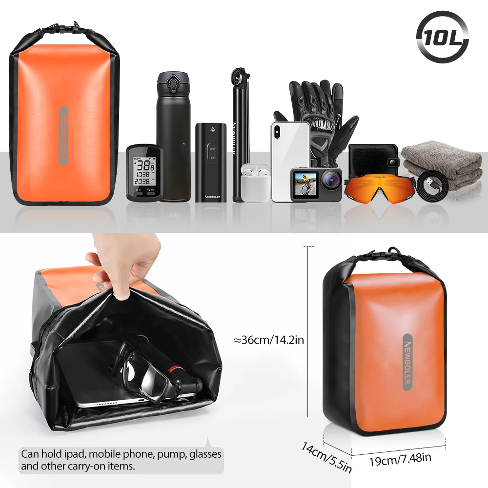 NEWBOLER 10L Large Capacity Bicycle Bag Waterproof Electric Hunting Bike Bag Bike Quick Release Fork Bag Bike Rear Seat Bag