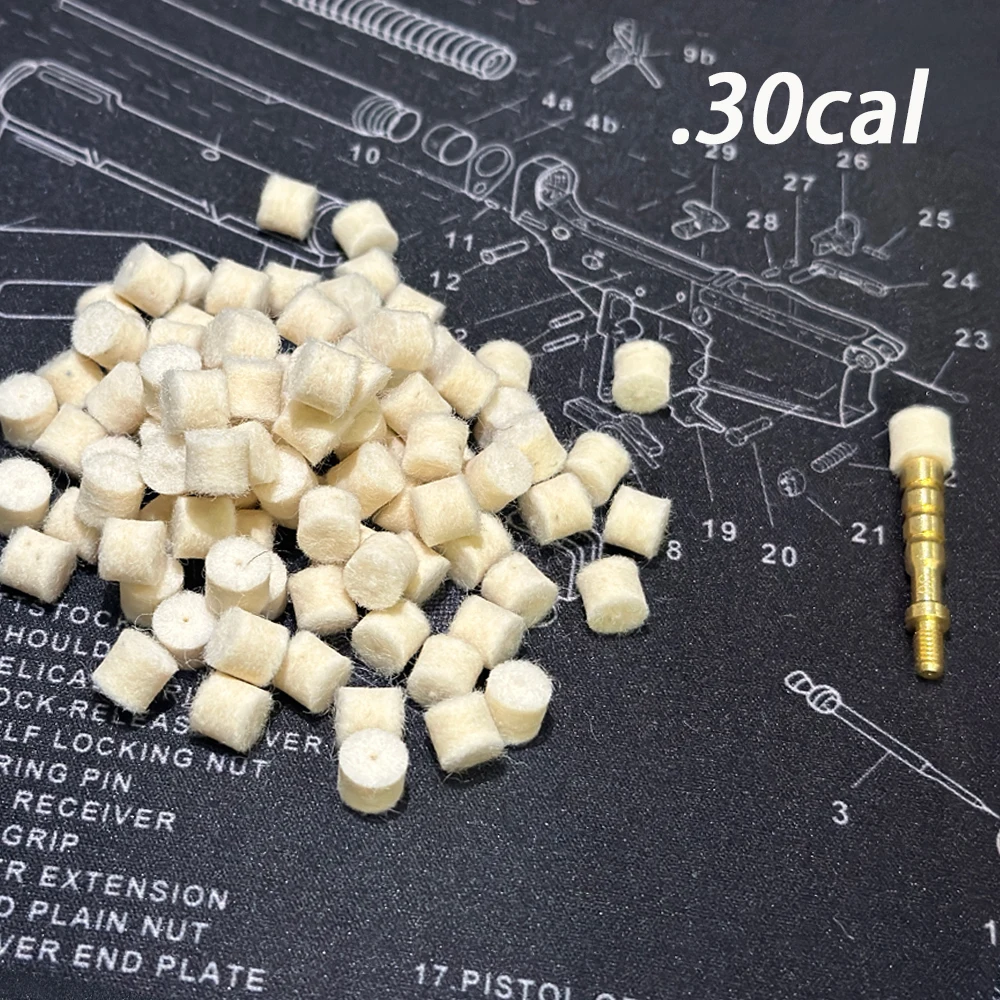 .22cal .30cal 9mm 100pcs Wool Felt Polishing Pad Mop With Hole Spear Pointed Carbon Cleaning Brush Hunting Gun Cleaning Kit