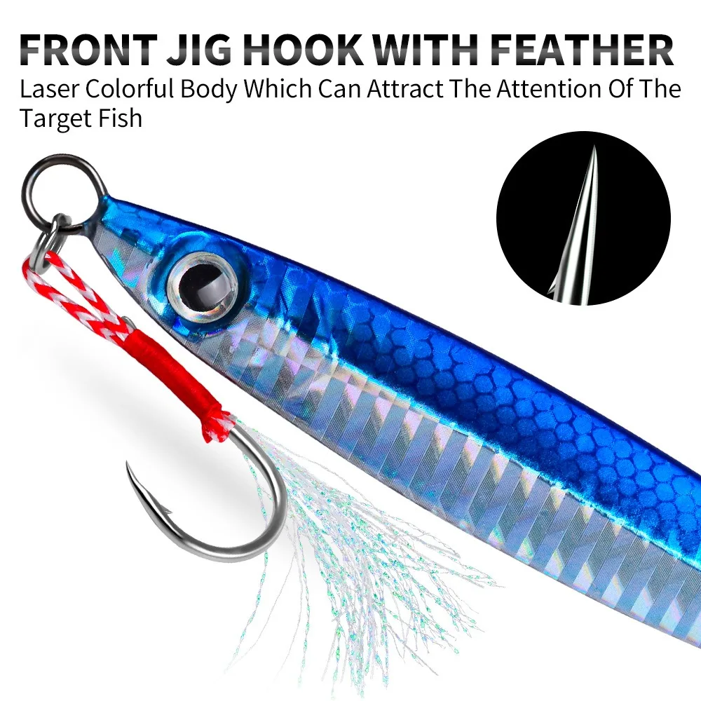 5Pcs 3D Eyes Metal Jig Lure 10g 15g 20g 30g 40g 60g Bionic Bait Saltwater Shore Casting Fishing Lure Fishing Tackle Quality Hook