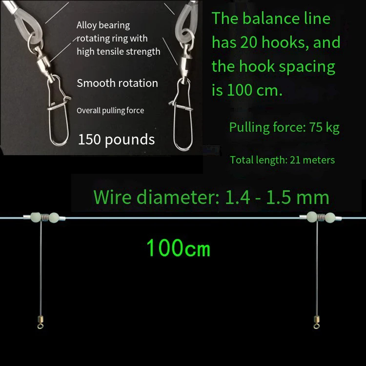 Fishing Gear Sea Fishing Row Hook Longline Handle Boat Fishing Row Line Bottom Hook Tandem Hook Set