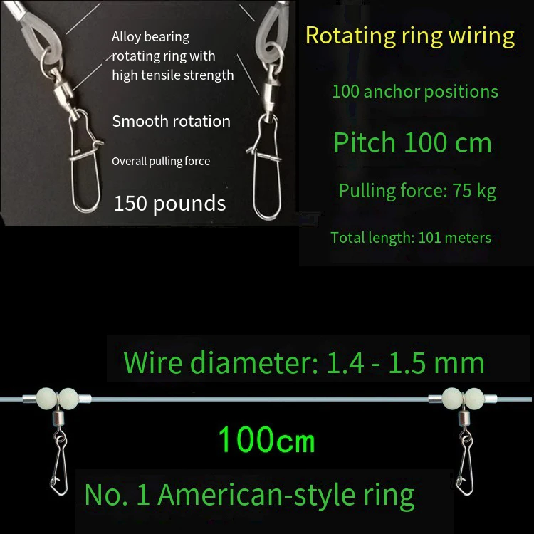 Fishing Gear Sea Fishing Row Hook Longline Handle Boat Fishing Row Line Bottom Hook Tandem Hook Set