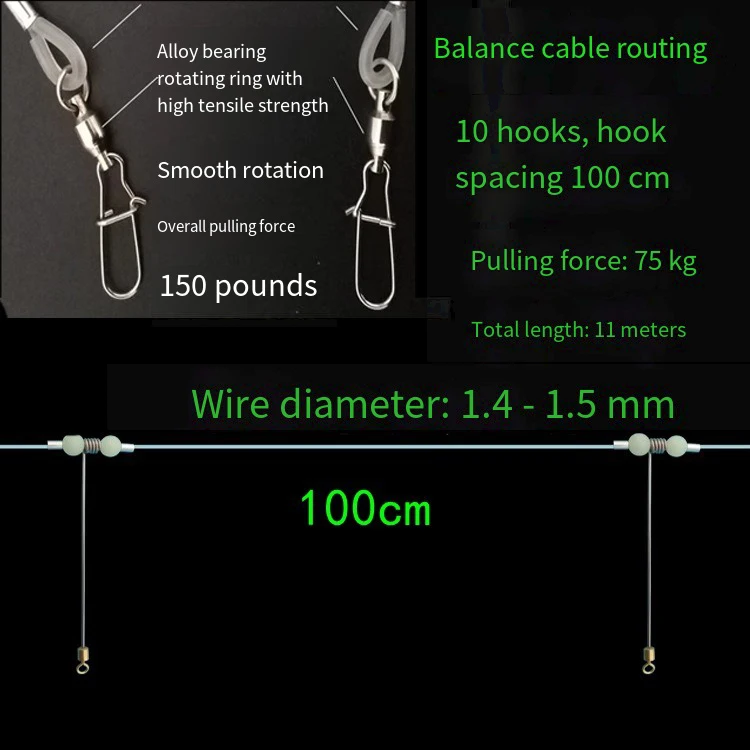 Fishing Gear Sea Fishing Row Hook Longline Handle Boat Fishing Row Line Bottom Hook Tandem Hook Set