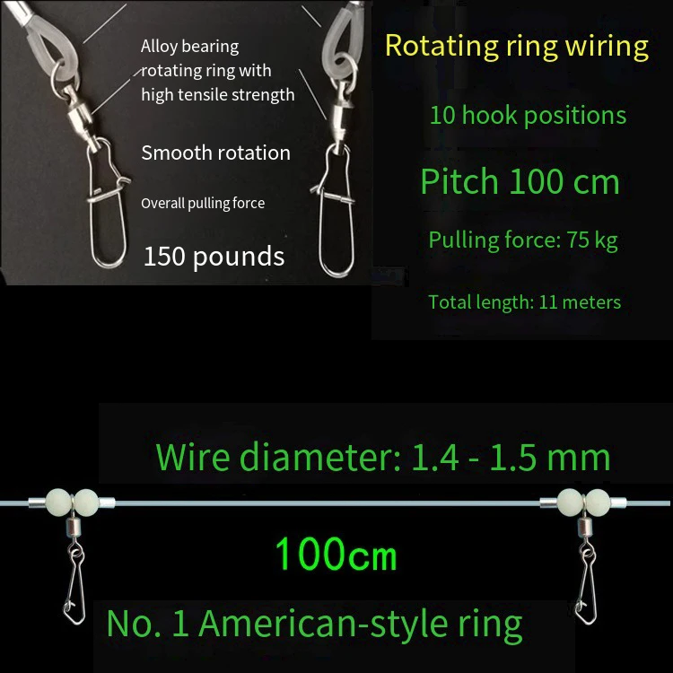 Fishing Gear Sea Fishing Row Hook Longline Handle Boat Fishing Row Line Bottom Hook Tandem Hook Set