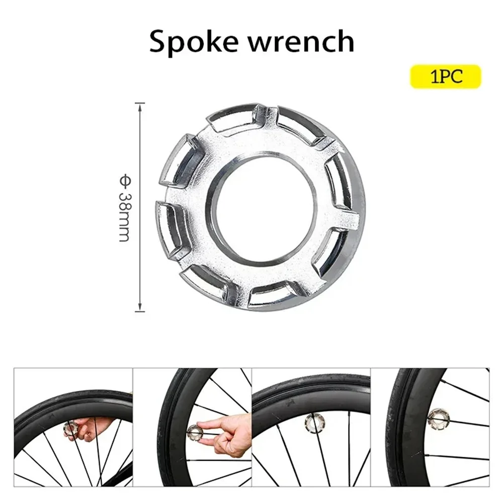 Bikersay Bike Wheel Rim Wrench Mini Adjuster Spanner 8 Way Groove Bicycle Spoke Tension Wrench Bike Demolition Axis Repair Tools