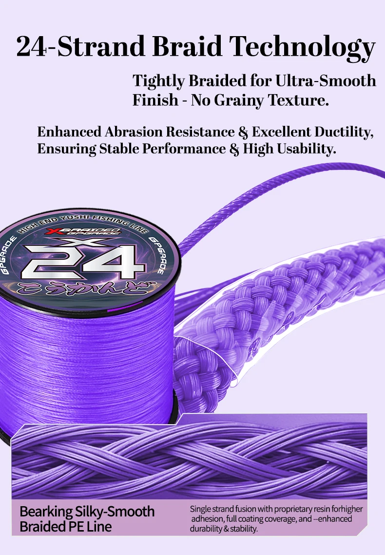 New YGKX 24 Strands PE Braided Fishing Line 300/500/1000M Ultra Multifilament Fishing Line Super Smooth Carp Fishing Line