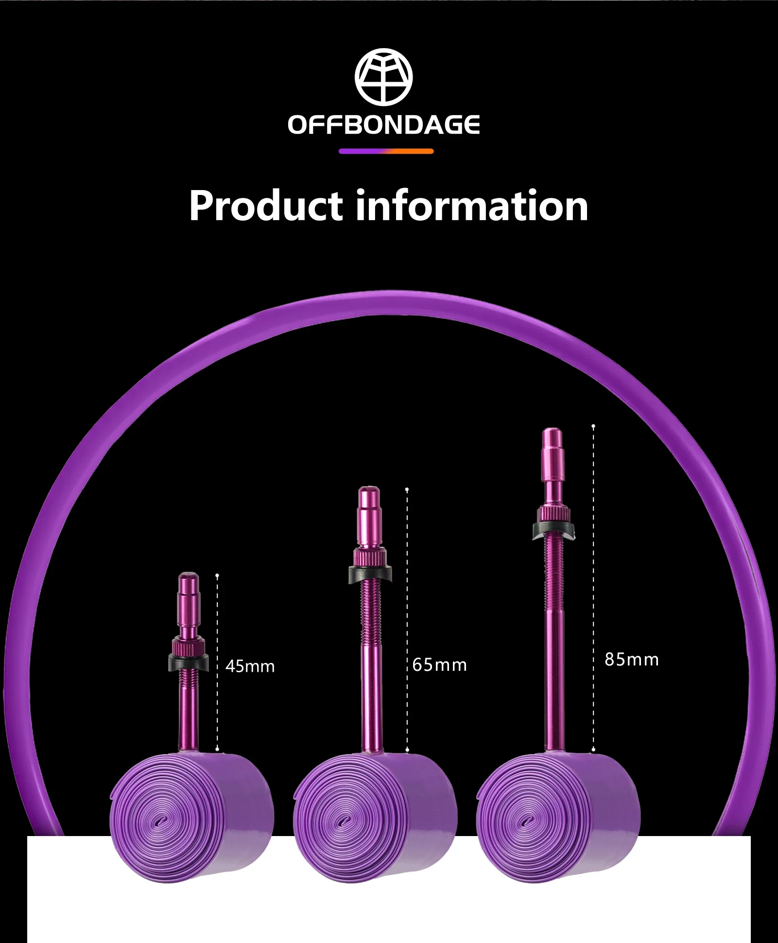 OFFBONDAGE Ultralight TPU Bicycle Inner Tube 30g 700X18-32C Road Bicycle Material Tire 45/65/85mm Length French Valve Nozzle