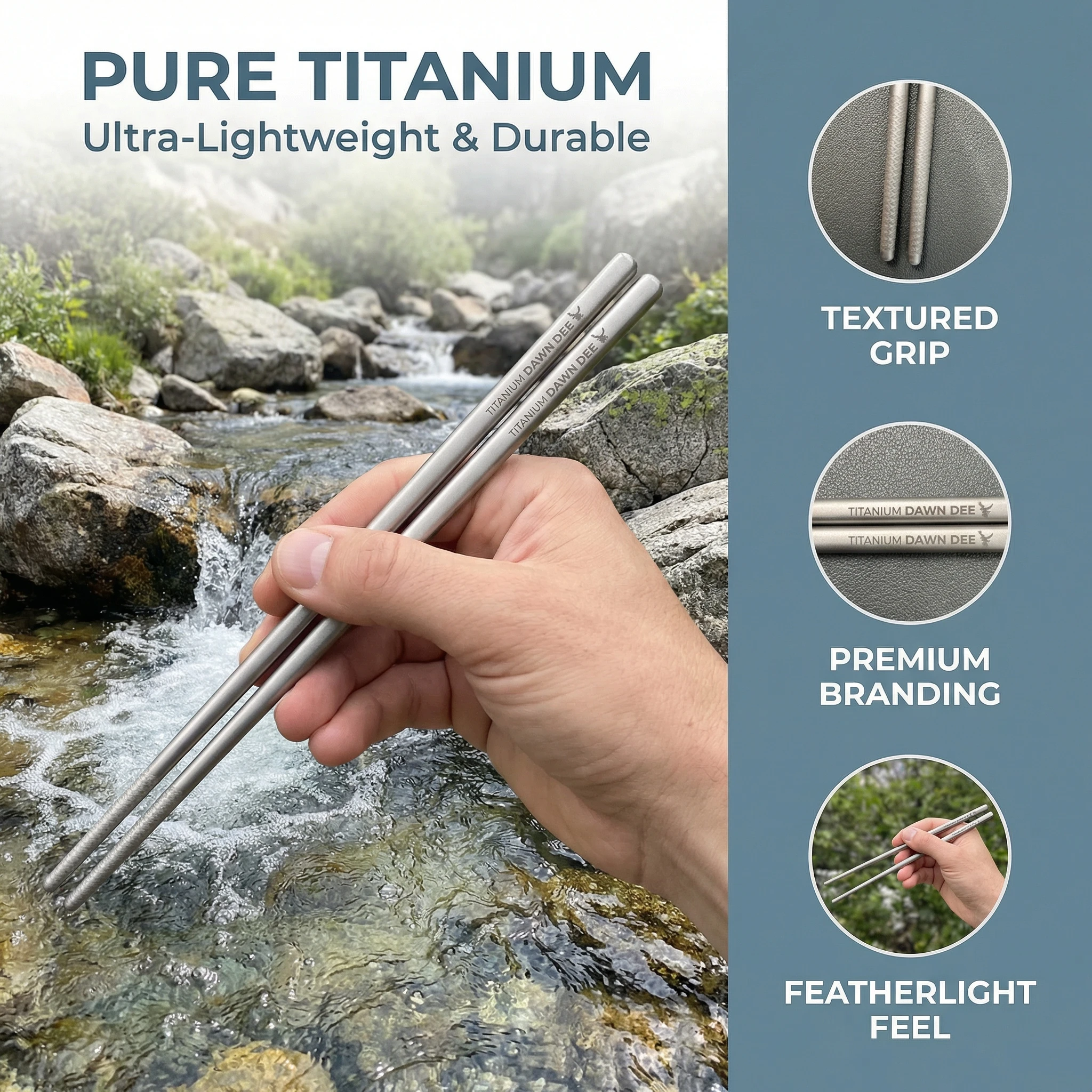 3-in-1 Titanium Ultra-Light Cutlery Set Multifunctional Portable Food Topper Cutlery with Beer Open Design Titanium Spoon