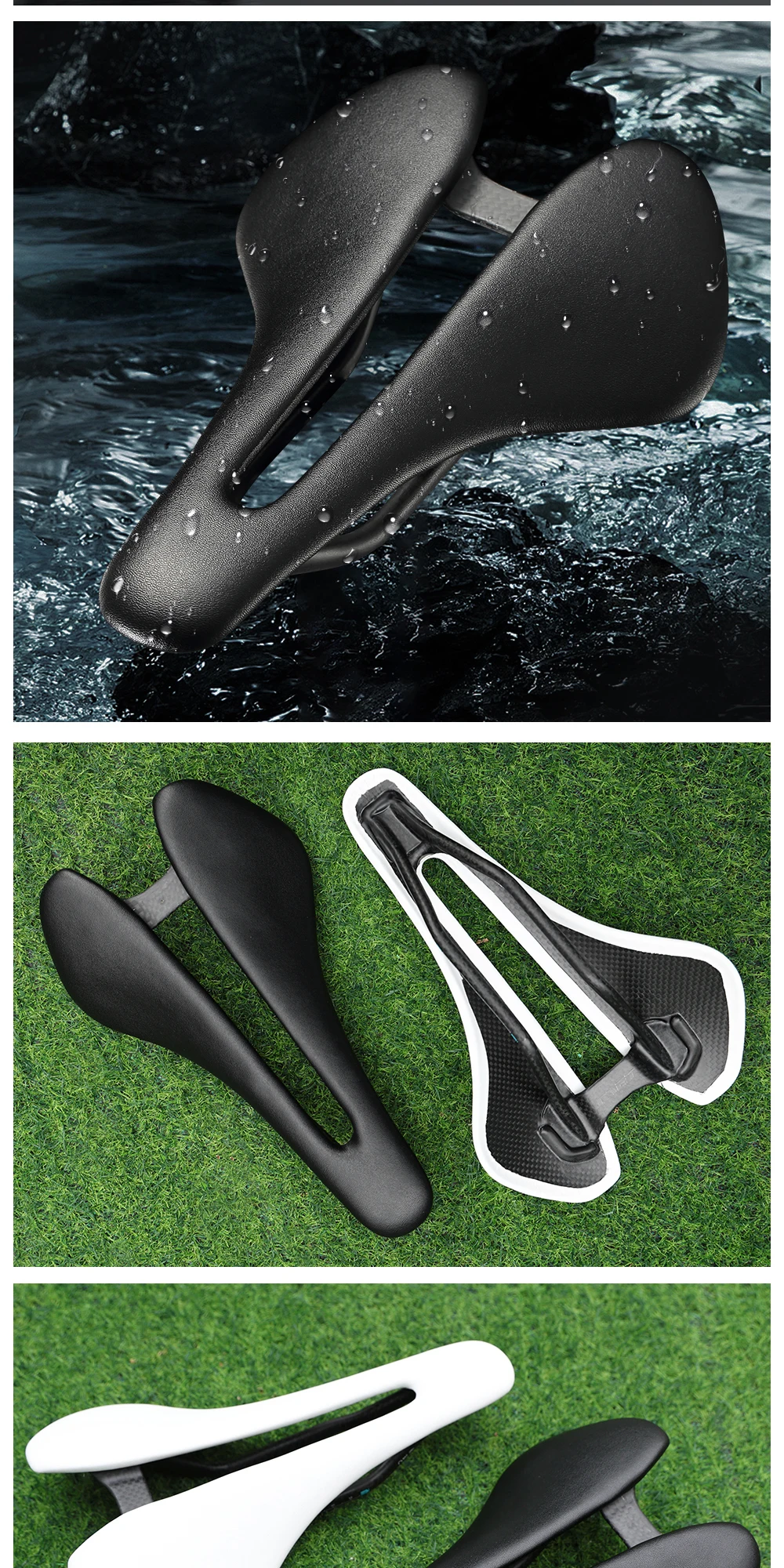 RYET Full Carbon Bicycle Saddle Ultralight 81g/87g Leather Top 7x9mm Carbon Rails 143/155mm for Road MTB Gravel Bike Accessory