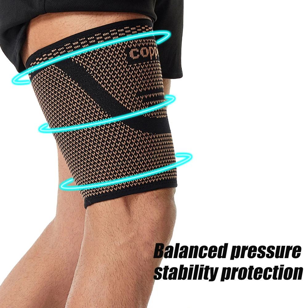 1/2PCS Anti-Slip Copper Thigh Compression Sleeves, Hamstring Support Brace for Men and Women Recovery, Running, Sports, Workout