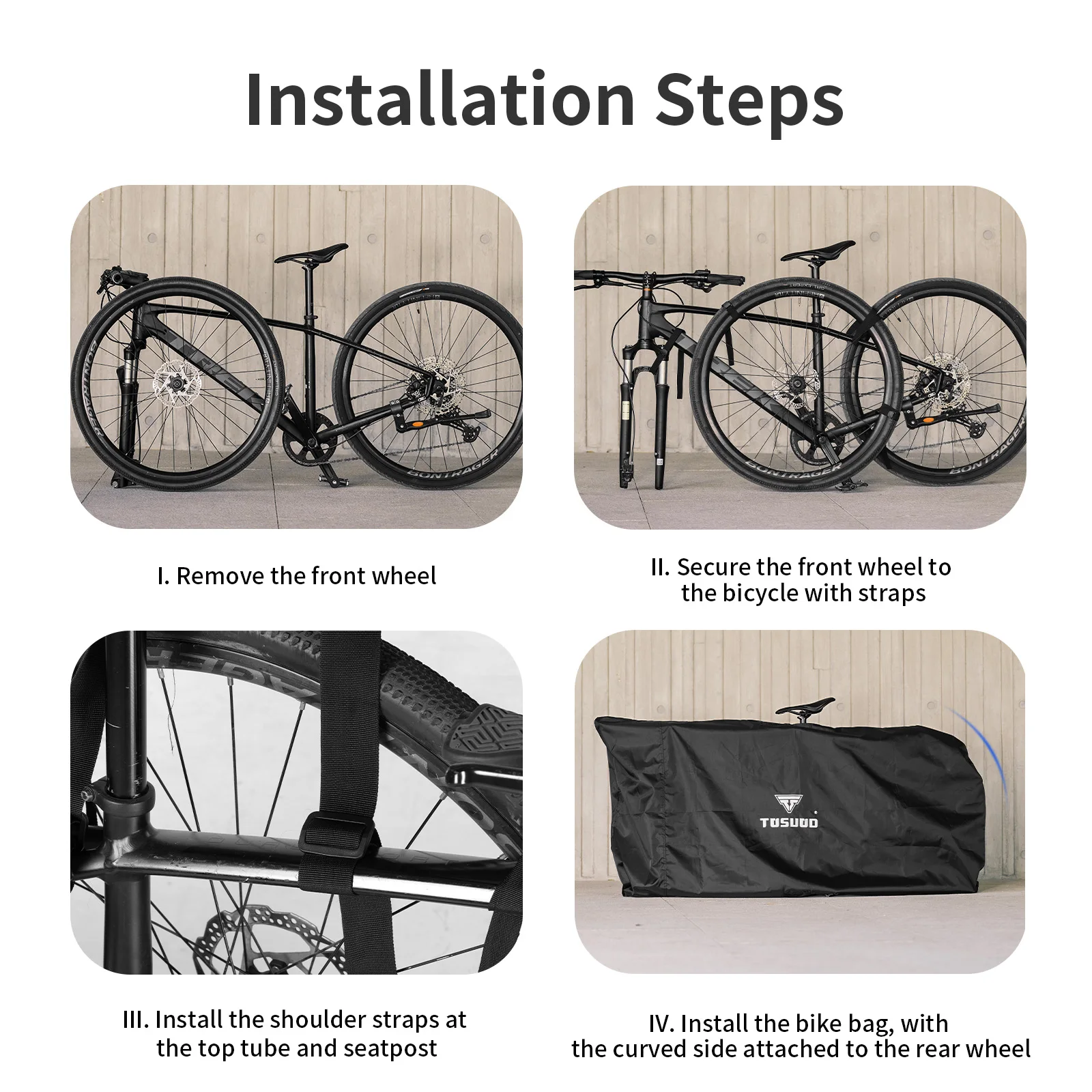 TOSUOD Large Opening All-Inclusive Bicycle Travel Bag For Mountain And Road Bikes Free Storage Bag Included Bike Cover
