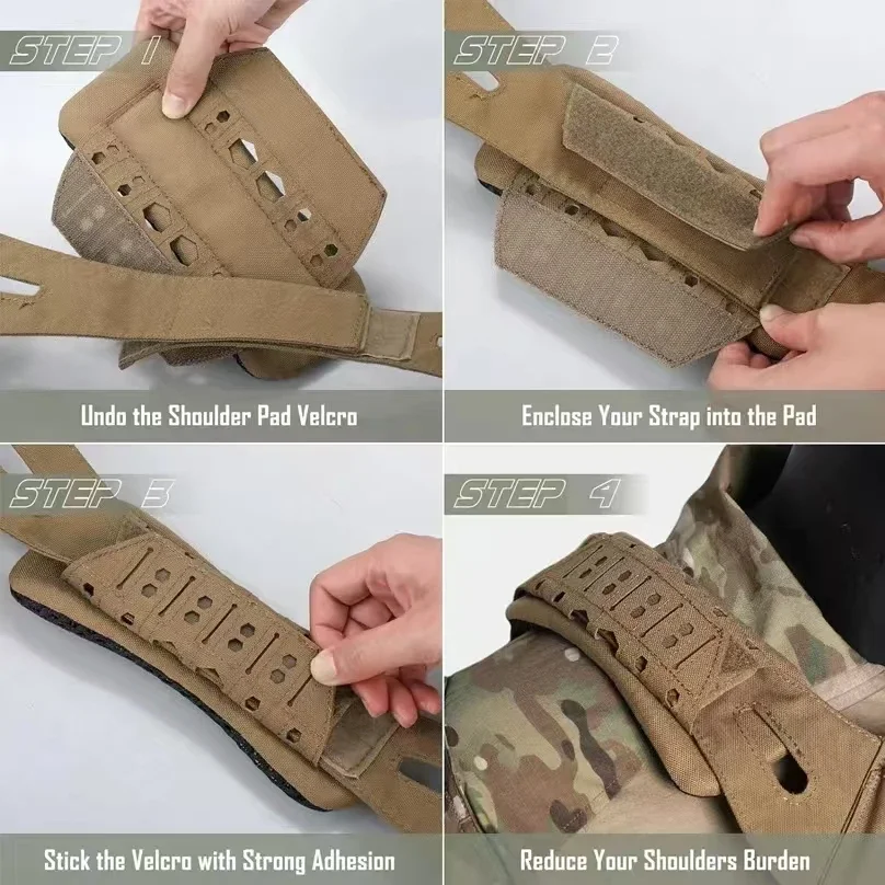 2PCS Tactical Shoulder Pad Breathable Tactical Sling Cushioning Non-slip Shoulder Outdoor Camping Hiking Backpacking Accessories