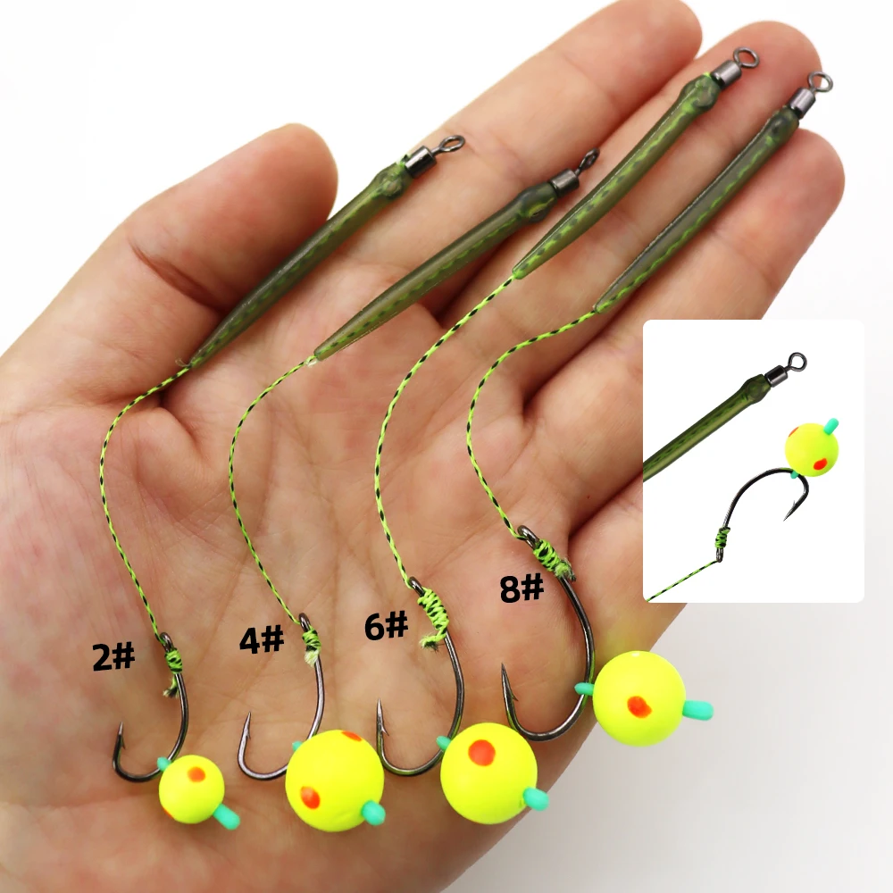 ZYZHE 5pcs/Bag Carp Fishing Rigs Size 2# 4# 6# 8# With Float Ball Reverse Bottom Fishing Bait Rigs Carp Fishing Hair Rigs