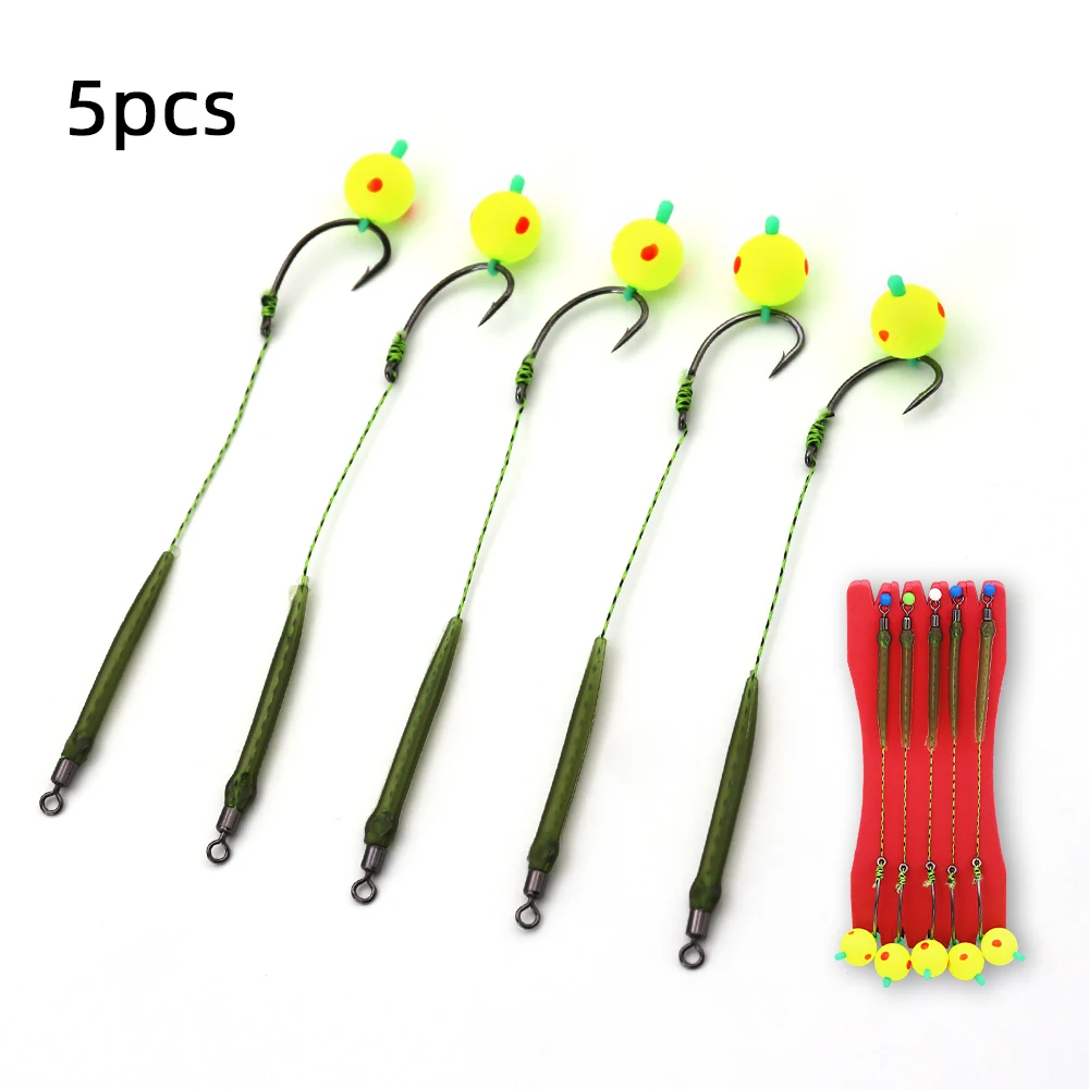 ZYZHE 5pcs/Bag Carp Fishing Rigs Size 2# 4# 6# 8# With Float Ball Reverse Bottom Fishing Bait Rigs Carp Fishing Hair Rigs