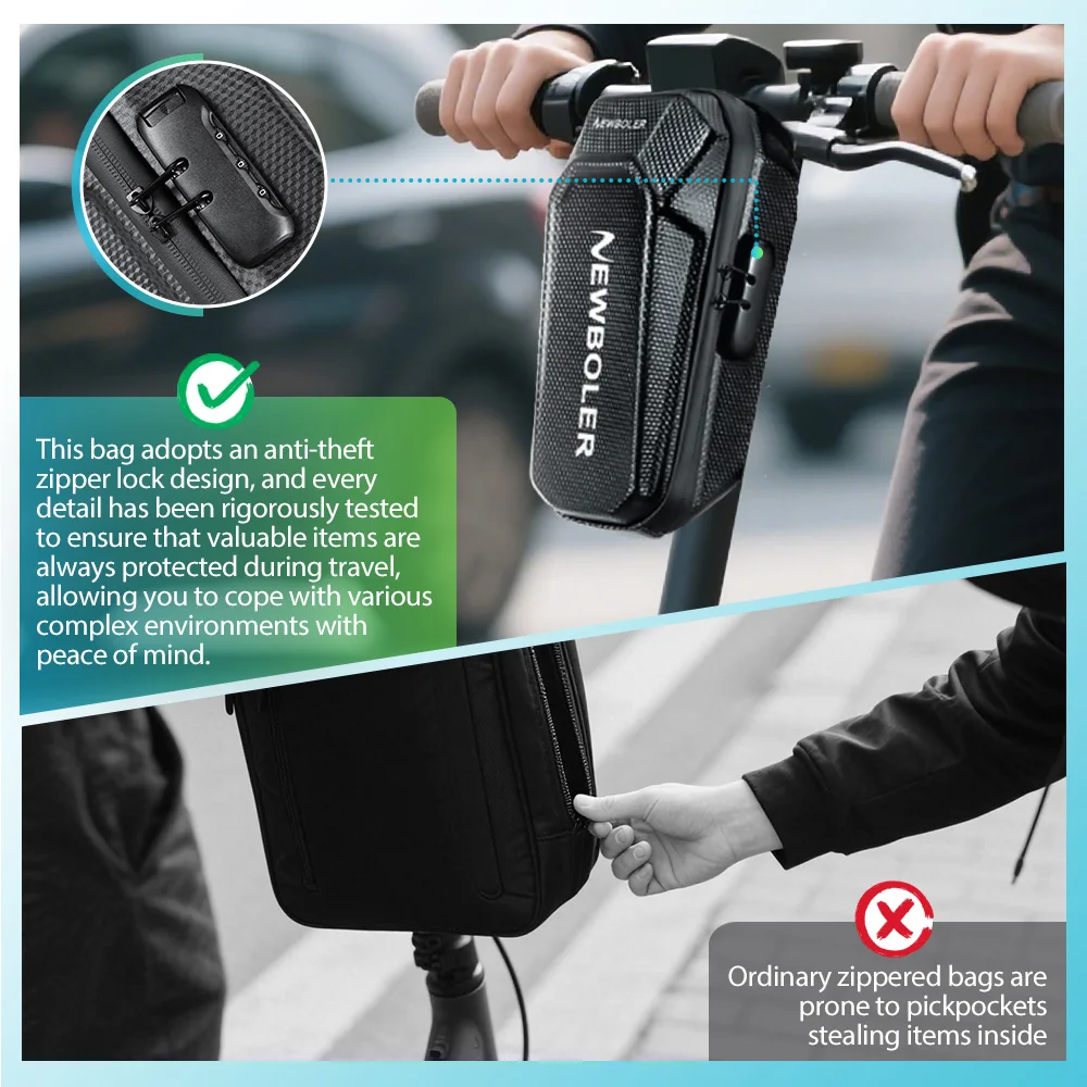 NEWBOLER 3L/5L Electric Scooter Bag Accessories Electric Vehicle Bag With Password Lock Waterproof Scooter Front Bag Bike Bag 