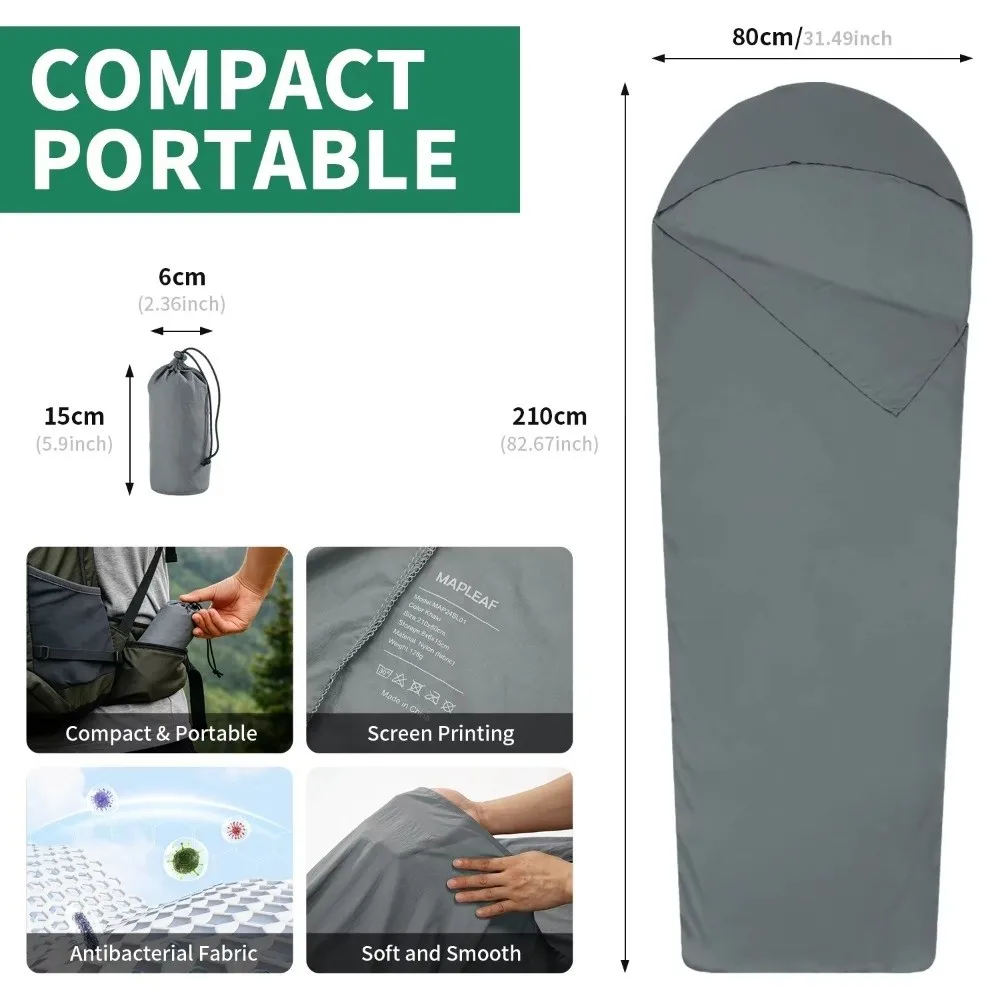 Portable Sleeping Bag Inner Liner Single Size Nylon Material Camping Sheet Warm Design Ultralight Hiking Sleeping Bag Hotel Stay
