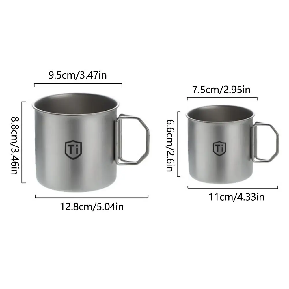 Ultralight Titanium Coating Cup Water Cup Mug Foldable Handle Outdoor Portable Camping Picnic Beaker Coffee Cup Kitchen