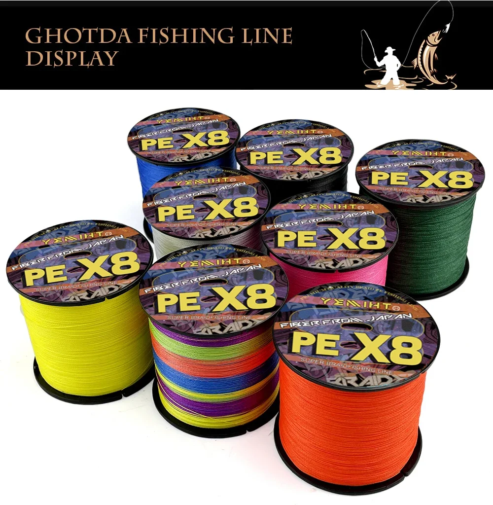 JOF 8 Strand 1000M 500M 300M PE Braided Fishing Wire Super Strong PE Braided Fishing Line Multifilament Braid Thread X8 18-78LBS