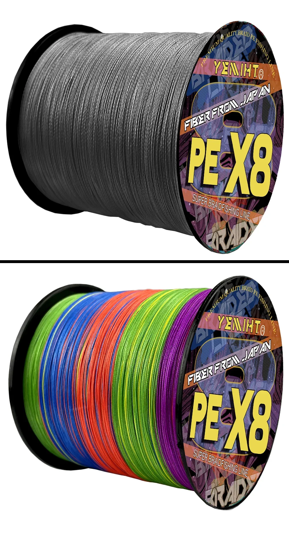 JOF 8 Strand 1000M 500M 300M PE Braided Fishing Wire Super Strong PE Braided Fishing Line Multifilament Braid Thread X8 18-78LBS