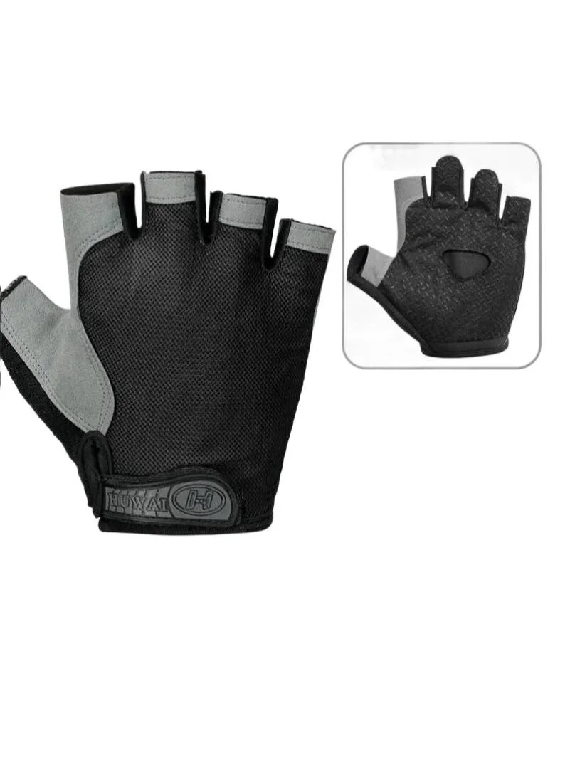 1Pair Gym Gloves Fingerless Gloves Anti-Slip Shock-Absorbing Gloves Sports Gloves for Training Lifting Weight Cycling