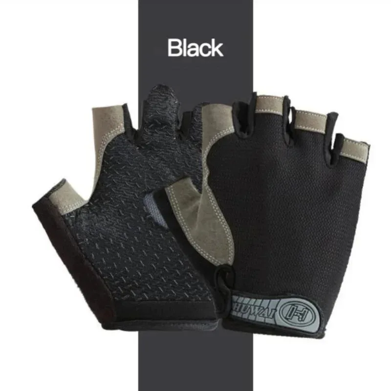 1Pair Gym Gloves Fingerless Gloves Anti-Slip Shock-Absorbing Gloves Sports Gloves for Training Lifting Weight Cycling
