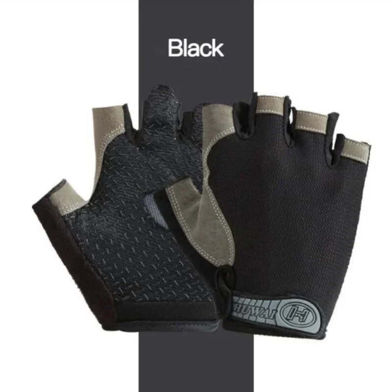 1Pair Gym Gloves Fingerless Gloves Anti-Slip Shock-Absorbing Gloves Sports Gloves for Training Lifting Weight Cycling