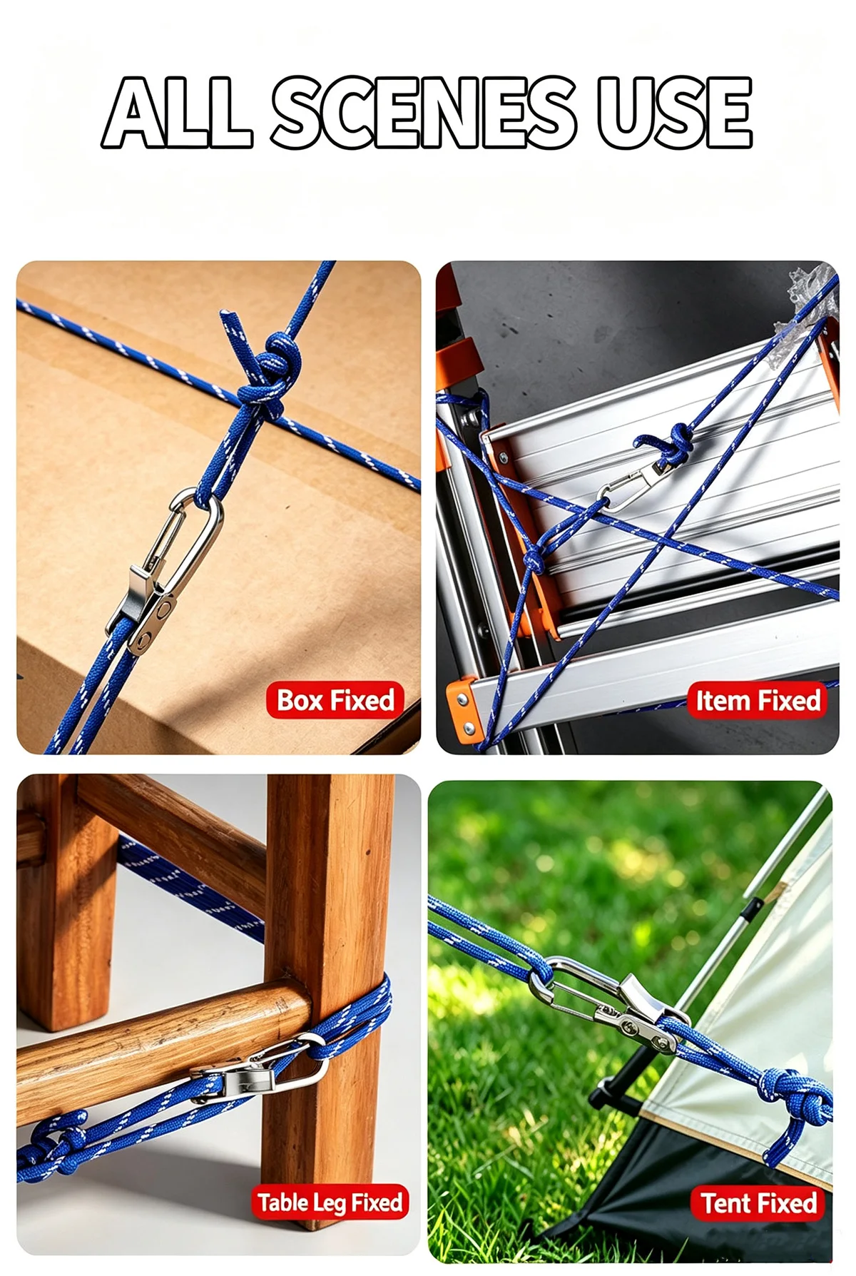 Rope Tightening Tool Tensioner Heavy Duty Retractable Buckle Self Locking For Camping Tent Hammock Moving Securing Fastener