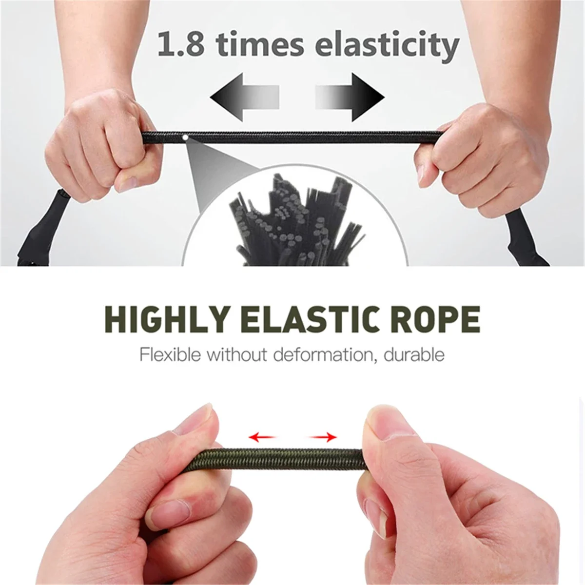 Heavy Duty 8mm Bungee Cords Latex Elastic Tie Strap With Aluminum Carabiner Hooks For Camping Tent Luggage Packing Ropes