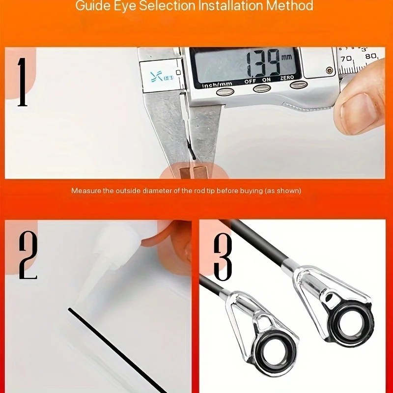 50pcs of Sea Rod Guide Rings, Rocker Rod Top Rings, Stainless Steel Lure Top Rings, Long-Range Fishing Rod Modification Accessor