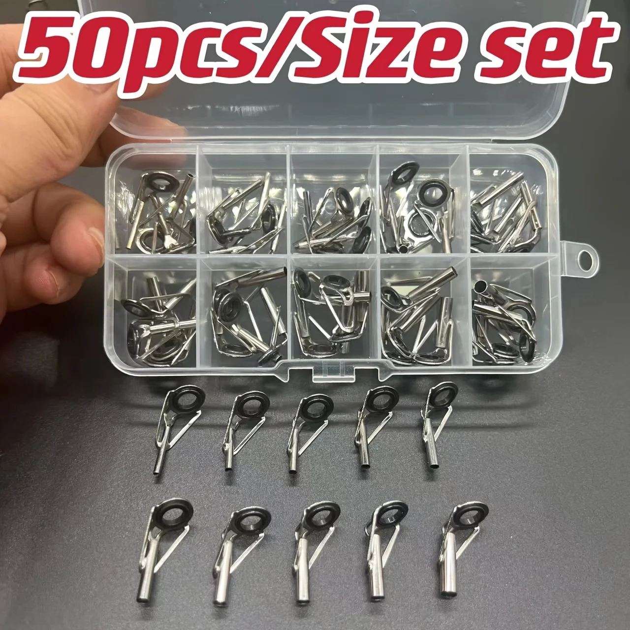 50pcs of Sea Rod Guide Rings, Rocker Rod Top Rings, Stainless Steel Lure Top Rings, Long-Range Fishing Rod Modification Accessor