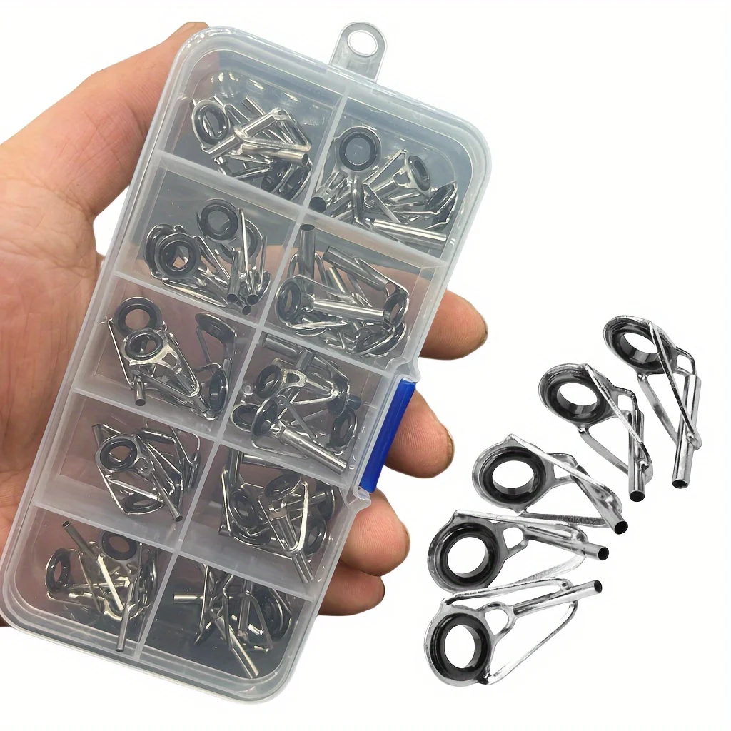 50pcs of Sea Rod Guide Rings, Rocker Rod Top Rings, Stainless Steel Lure Top Rings, Long-Range Fishing Rod Modification Accessor