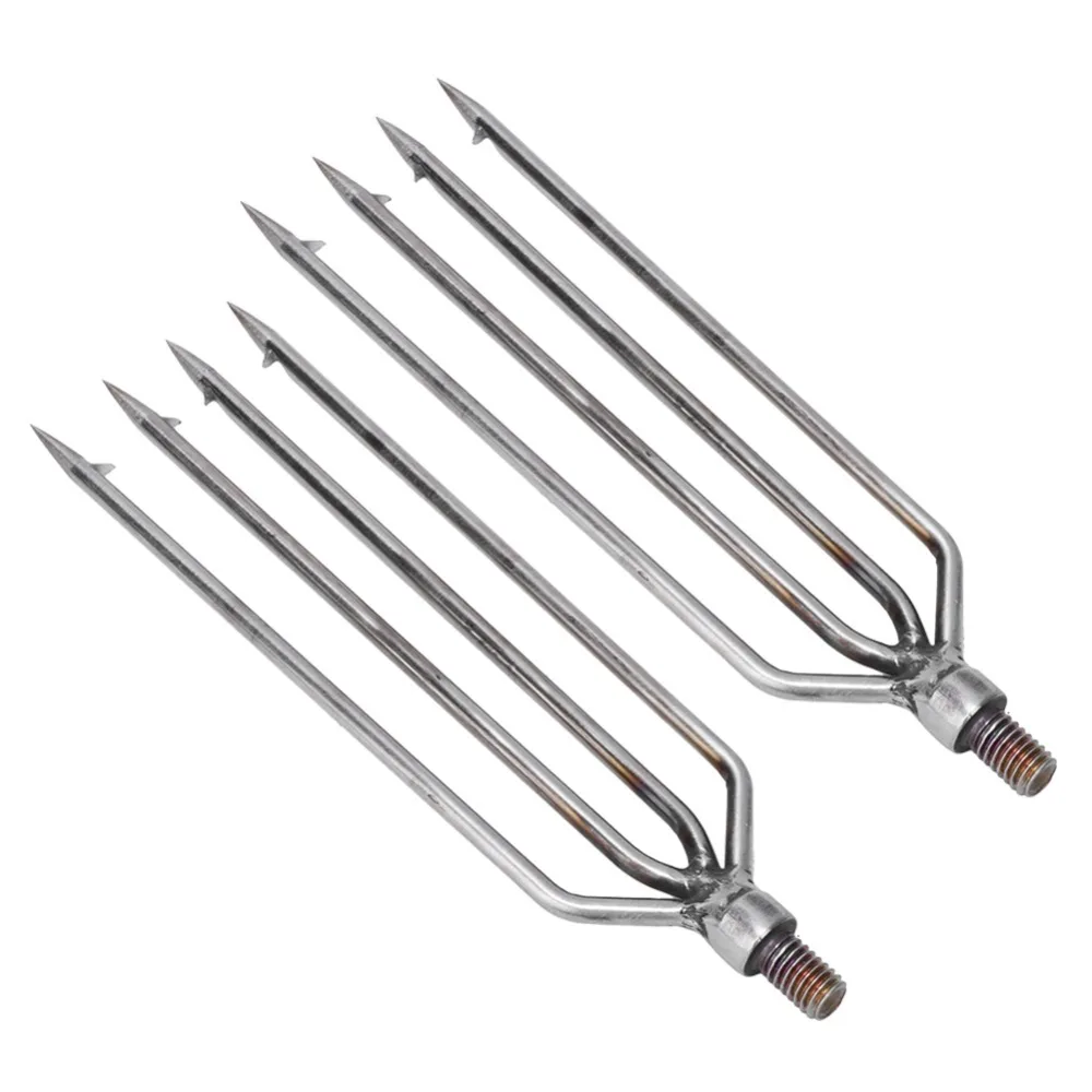 2 PCS Stainless Steel Harpoon Gig Barbed 4 Prongs Fishing Harpoon 8mm Screw High Hardness Fishing Spear Outdoor Fishing